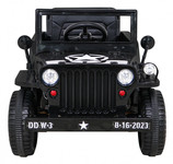 Autko Wojskowe Retro dla dzieci Czarny + Napęd 4x4 + Pilot + 2 Bagażniki + Wolny Start + MP3 LED