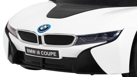 BMW I8 Lift Auto na akumulator Biały + Pilot + Wolny Start + 3-pkt pasy + MP3 USB + LED