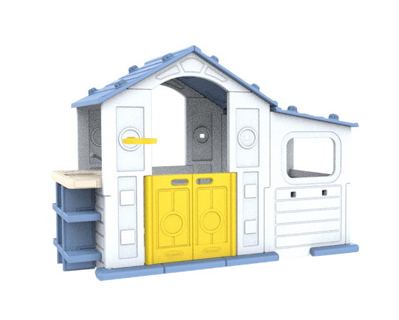 Duży Dom Z Przedsionkiem, Koszykówką i Zlewem Niebieski Dach