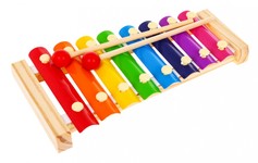 Drewniane cymbałki dla dzieci 3+ Pierwszy instrument muzyczny Tęczowe blaszki + pałeczki