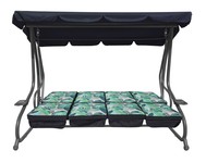 Ogromna Huśtawka Ogrodowa Siedzisko Plecionka 2x1 Liście Monstery