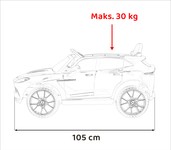 Aston Martin DBX na akumulator dla dzieci Biały + Pilot + EVA + Pasy + Wolny Start + Audio LED