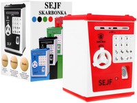 Sejf skarbonka dla dzieci 3+ czerwony Oszczędzanie pieniędzy + Nauka przedsiębiorczości