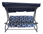 Huśtawka Ogrodowa Siedzisko Textylina 2x1 Wzór Liście Granatowa