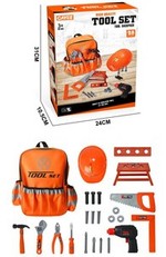 Zestaw Majsterkowicza z Plecakiem dla dzieci 3+ Pomarańczowy + Interaktywna Wkrętarko-wiertarka + Narzędzia + Akcesoria