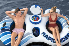 Dmuchany Materac do pływania dla 2 osób BESTWAY 240x122x50cm + Oparcia + Schowki