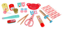 Drewniany zestaw Lekarza dla dzieci 3+ Akcesoria 30 el. Książeczki edukacyjne + Naklejki "Dzielny pacjent"