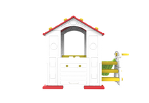 Domek Ogrodowy 3w1 dla dzieci Czerwony Dach + Zjeżdżalnia + Koszykówka