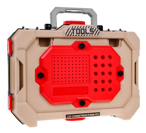 Warsztat z narzędziami dla dzieci 3+ Zestaw majsterkowicza 2w1 czerwony Walizka + stojak