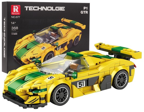 Zestaw Klocków Technicznych auto sportowe Żółte 368el.