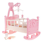 Łóżeczko Kołyska dla Lalek dla dzieci 3+ Zestaw do opieki nad lalkami + Akcesoria 9 el.