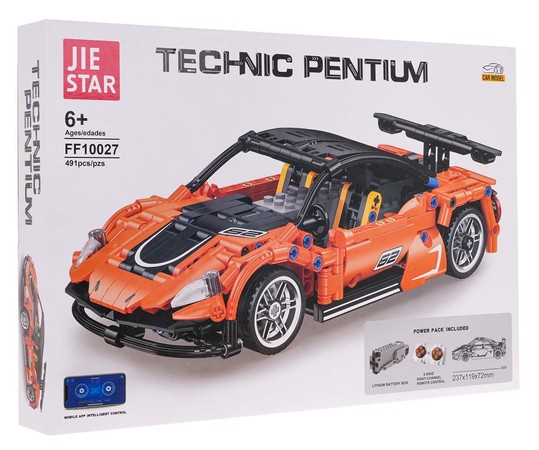 Zestaw Klocków Autko Sportowe 491el. Pomarańczowe