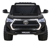 Toyota Hilux na akumulator dla dzieci Czarny + Napęd 4x4 + Pilot + 2 bagażniki + Radio MP3 + LED