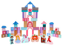 Zestaw drewnianych klocków dla dziewczynek "Księżniczka w zamku" + sorter kształtów