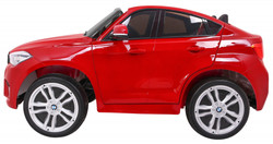 BMW X6M XXL dla 2 dzieci Lakier Czerwony + Pilot + Ekoskóra + Pasy + Wolny Start + MP3 + LED