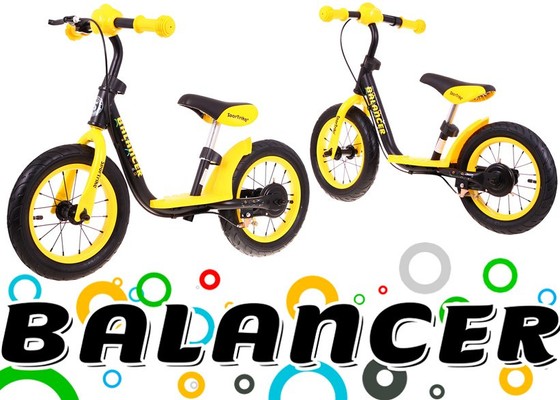 Rowerek biegowy SporTrike Balancer dla dzieci Żółty Pierwszy rowerek do Nauki jazdy