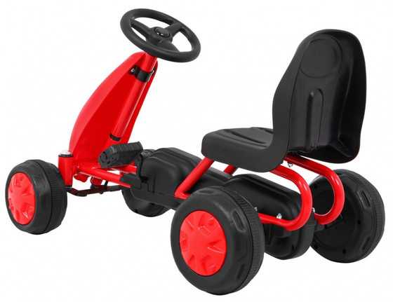 Pierwszy Gokart na pedały dla najmłodszych Czerwony + Napęd łańcuchowy + Koła z gumą