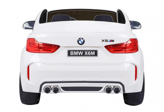 BMW X6M XXL dla 2 dzieci Biały + Pilot + Ekoskóra + Pasy + Wolny Start + MP3 USB + LED